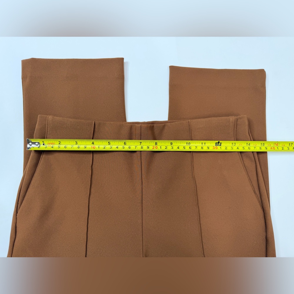 Chocolate Brown Skinny Trousers Crease Front Fitted Straight Leg Dress Pant Slim - Picture 12 of 17